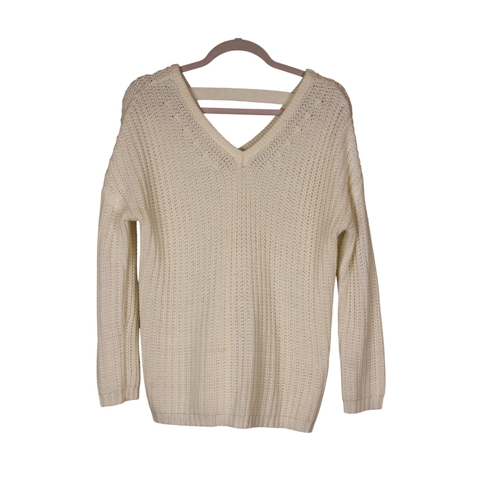 Cotton On Cozy Casual Winter Ivory Oversized Chunky Ribbed Knit Sweater Size XS